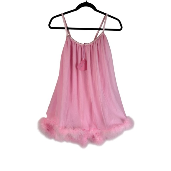 Sugar Thrillz Pink Feather Trim Chemise - Picture 14 of 14